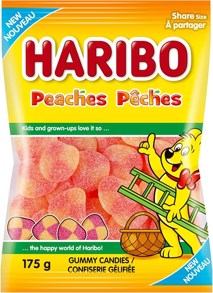 Haribo Bonbons gommeux Pêches, saveur fruitée de pêche, sans colorants artificiels – Sachet ... | Amazon (CA)