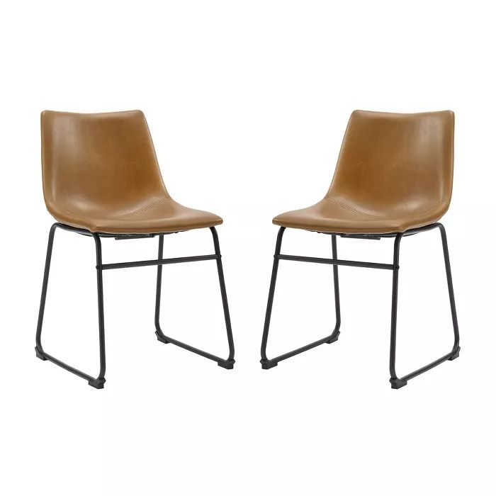 Set of 2 Laslo Modern Upholstered Faux Leather Dining Chairs - Saracina Home | Target