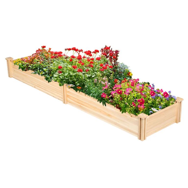 Easyfashion Wooden Raised Garden Bed Divisible Green Fence Planter Box, Natural Wood | Walmart (US)