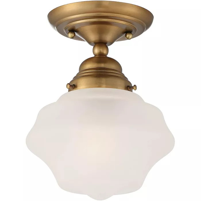 Regency Hill Modern Schoolhouse Ceiling Lighting Semi Flush Mount Fixture Brass 7" Wide White Fro... | Target