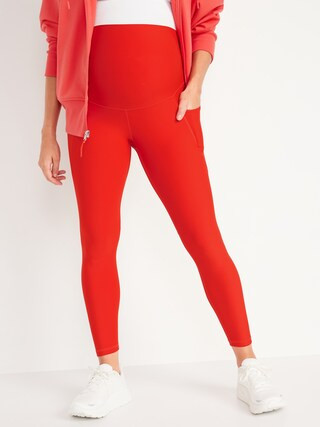 Maternity Full-Panel PowerSoft Side-Pocket 7/8-Length Leggings | Old Navy (US)