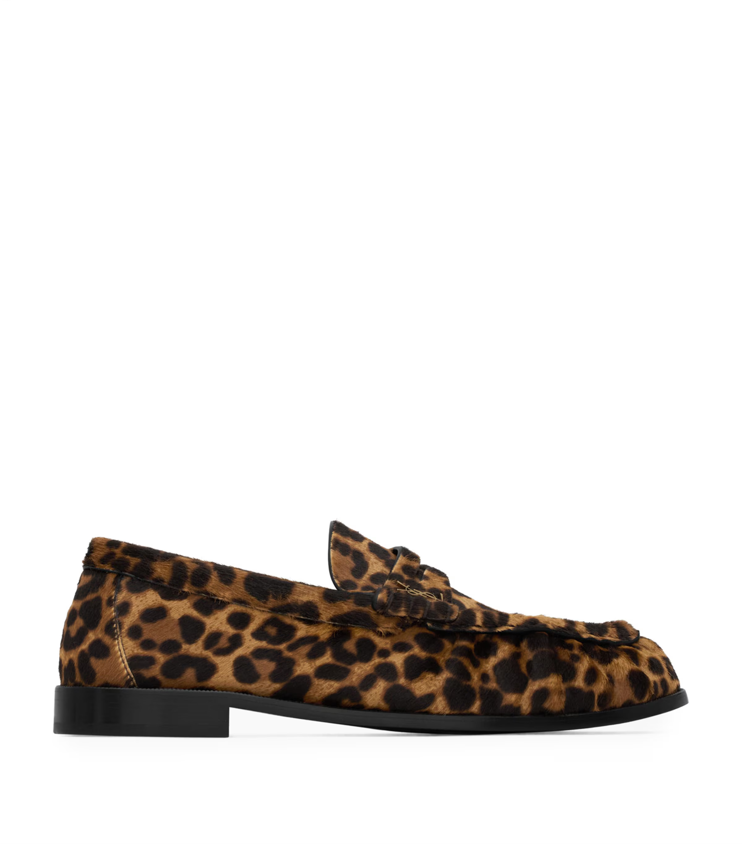 Saint Laurent Leather Leopard Loafers | Harrods