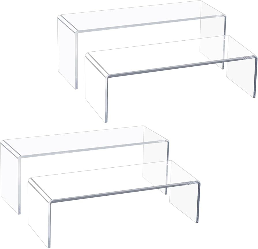 Blaithom Acrylic Display Riser Stand,4Pcs 12'' Length Tier Display Stands, Thickened to 0.2''(5mm... | Amazon (US)
