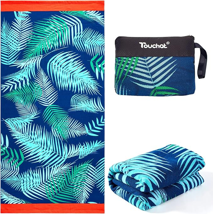 Touchat Beach Towel Oversized,Super Absorbent Sand Free Thick Microfiber Beach Towel ,Cute Tropic... | Amazon (US)