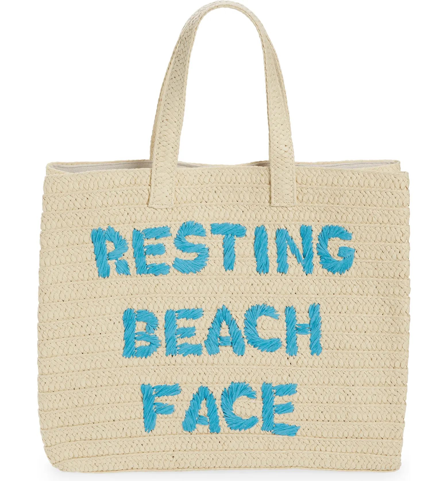 btb Los Angeles Resting Beach Face Straw Tote | Nordstrom | Nordstrom