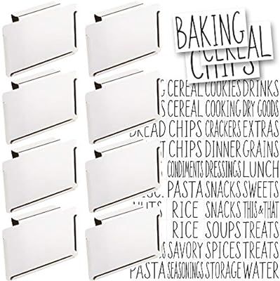 Talented Kitchen 8 White Clip Label Holders w/ 40 Pantry Labels. Pantry Organization Solution Bas... | Amazon (US)