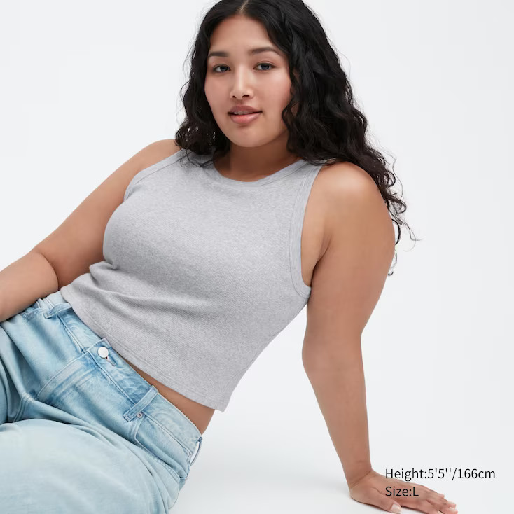 RIBBED CROPPED SLEEVELESS BRA TOP | UNIQLO (UK)