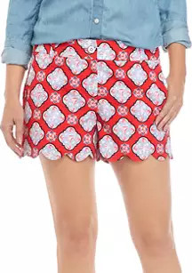 Petite Scallop Printed Shorts | Belk