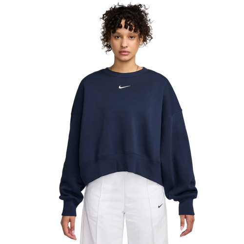 Nike Womens Nike NSW Style Fleece Crew OOS - Womens Navy/White Size M | Foot Locker (US)