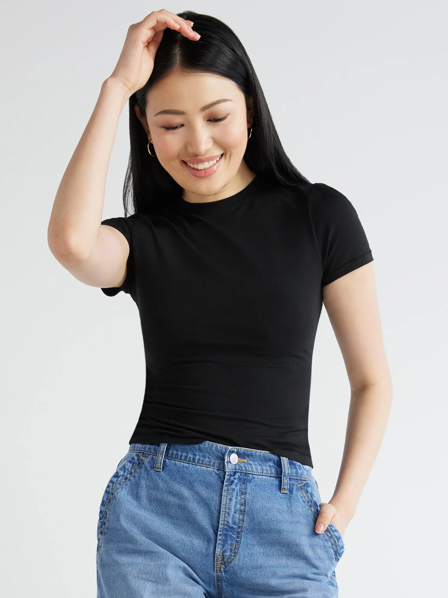 Scoop Women's Ultimate Refined JerseyKnit Fitted Baby Tee, Sizes XS-XXL | Walmart (US)