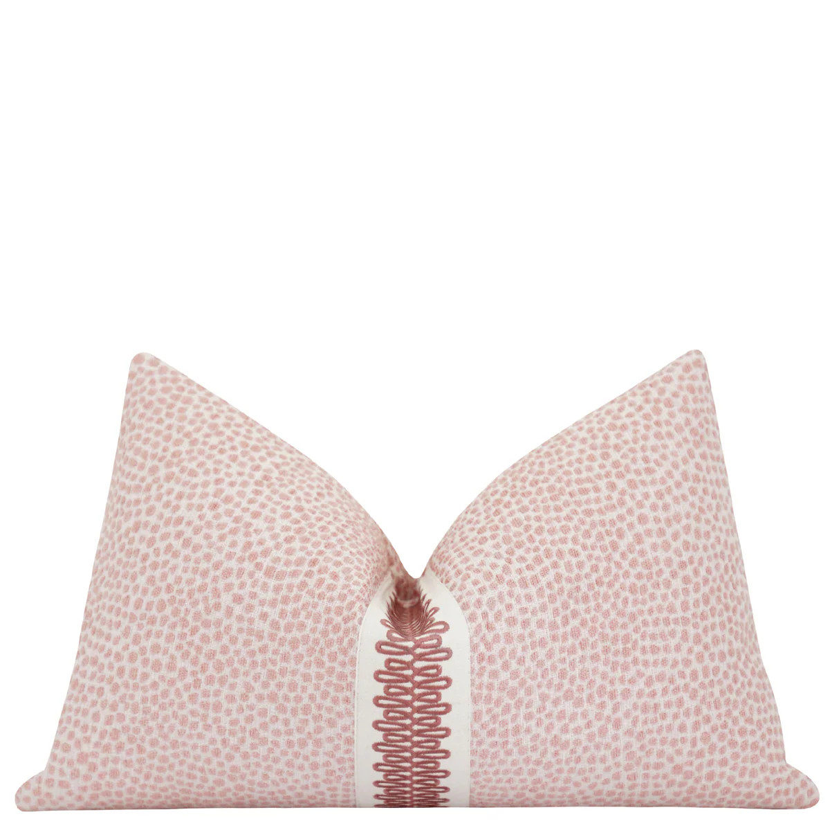Blush Pink Dot Pillow Cover with Looped Trim | Cottage Accent Pillow | Land of Pillows