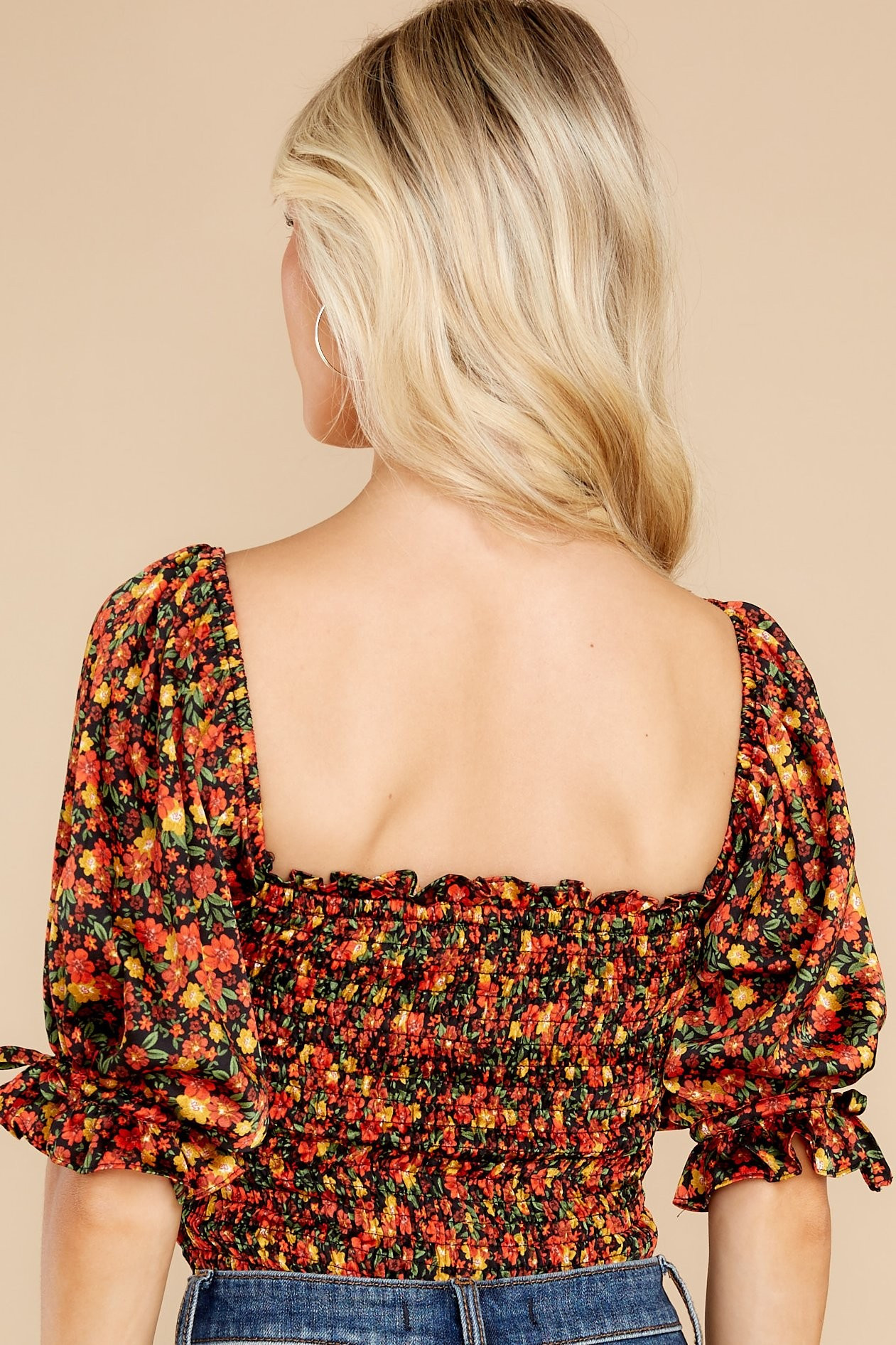 From The Fields Black And Rust Bodysuit | Red Dress 