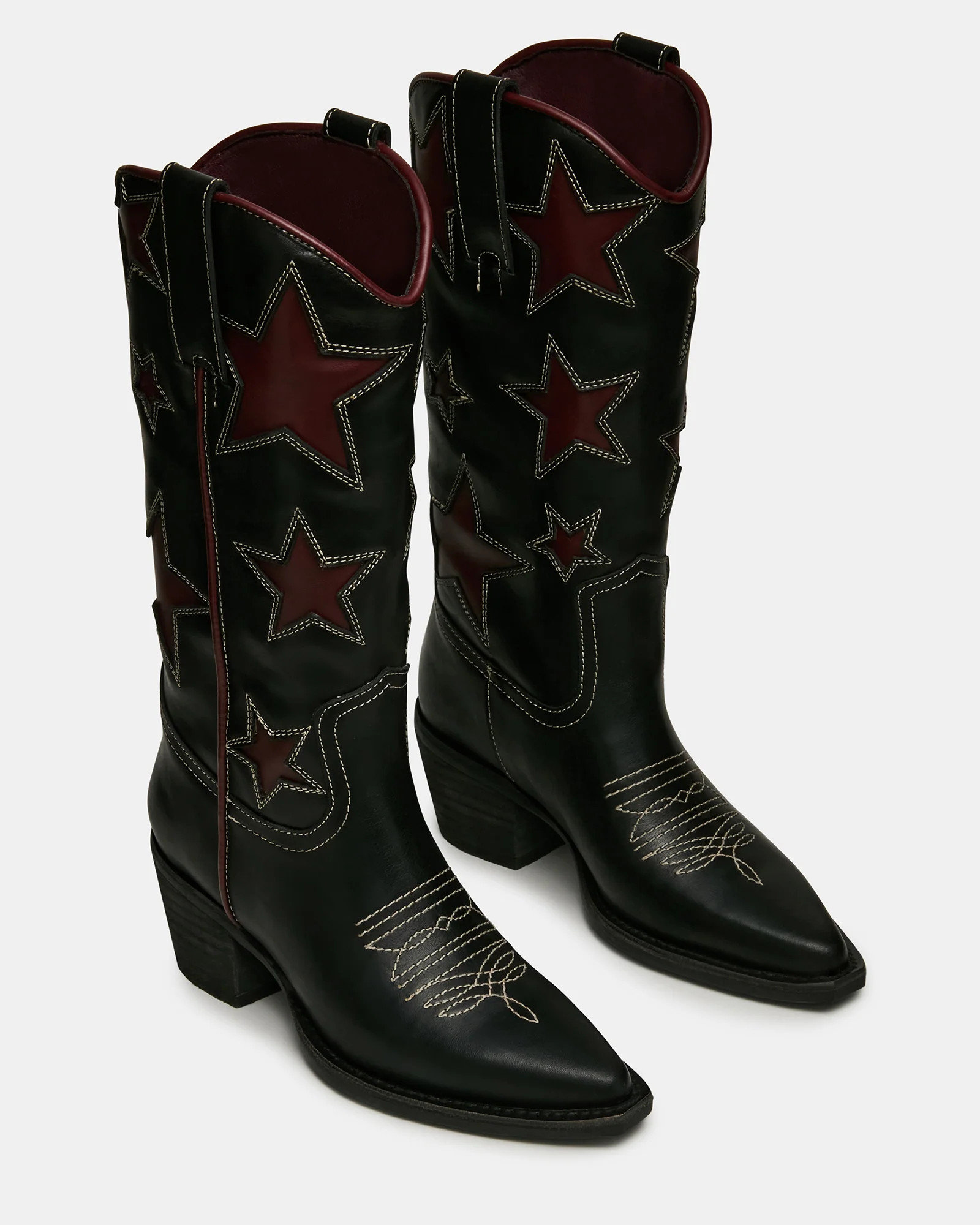 ALBANY Star Black Red Pointed-Toe Women's Western Boot | Steve Madden (US)
