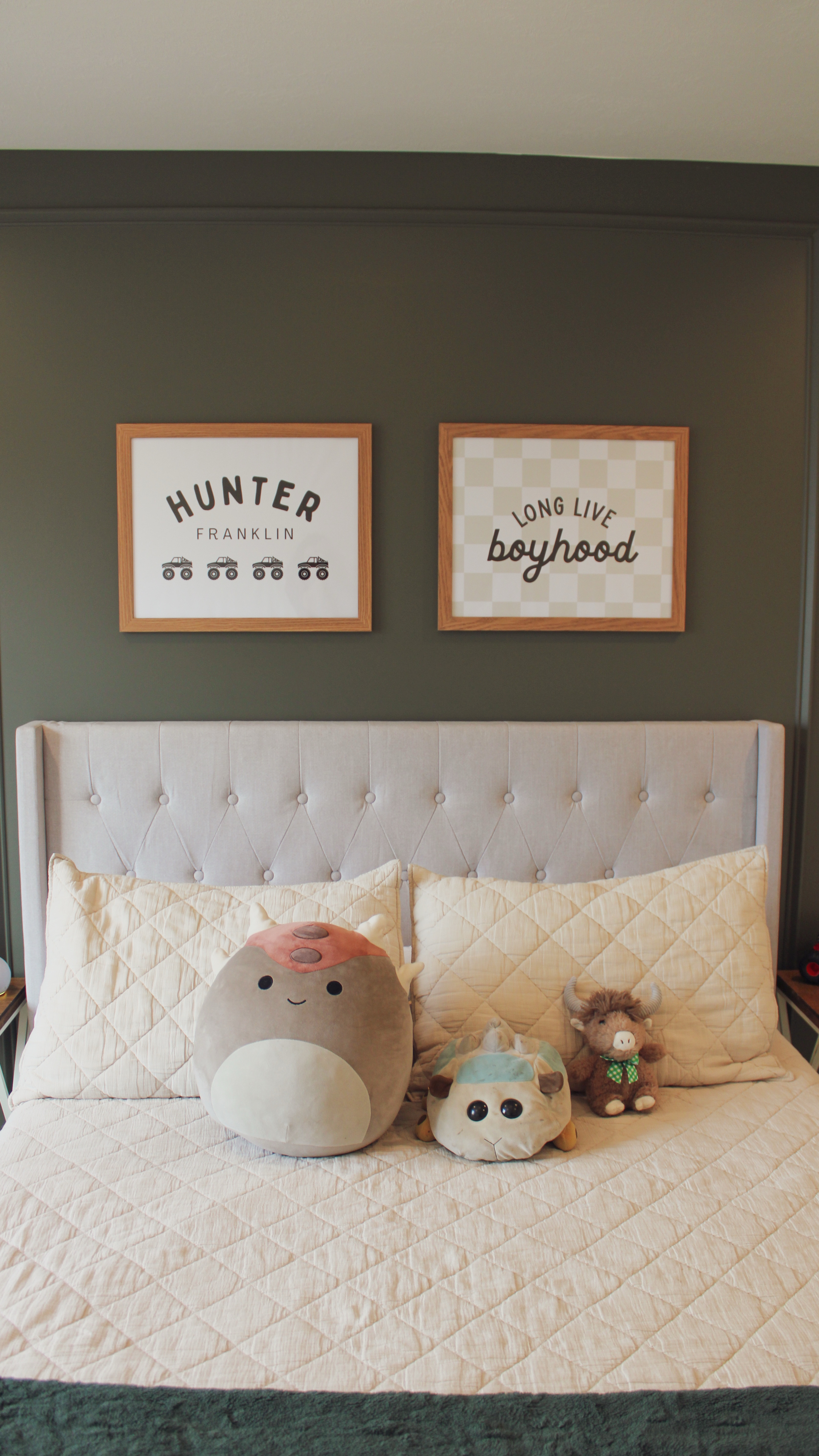 My son's room is finally starting to feel like his. These beautiful dark oak frames from @americanflat_ were the first step in making the space feel cozier, more personal, and done. #gifted 

The contrast on the dark green wall is exactly what this space needed—and the quality is top notch!

#home #homedecor #pictureframe #homeinspo #boysroom #toddlerroom #homestyle #homedesign

#LTKHome #LTKKids