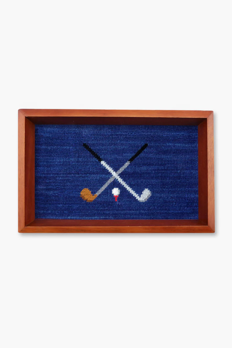 Navy Crossed Clubs Needlepoint Valet Tray | Tuckernuck (US)