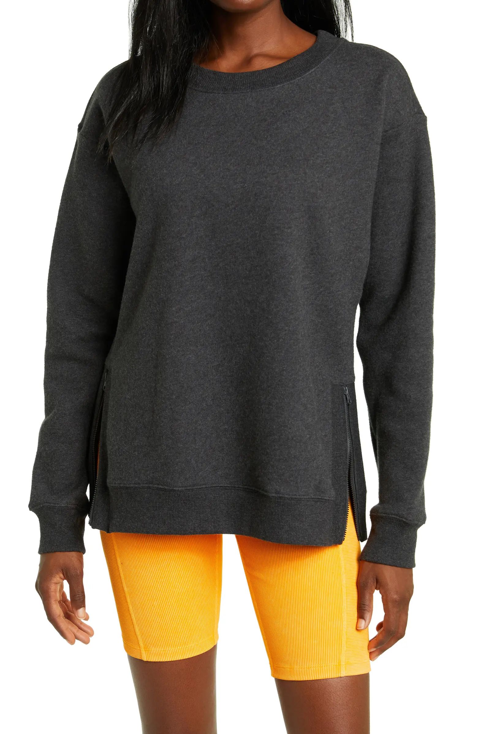 Zella Cara Side Zip Crewneck Sweatshirt | Nordstrom | Nordstrom