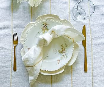 Dinner Cloth Napkins, Linen 4 Pack,18x18 Inches Lurex Gold Premium Quality, Mitered Corners for E... | Amazon (US)