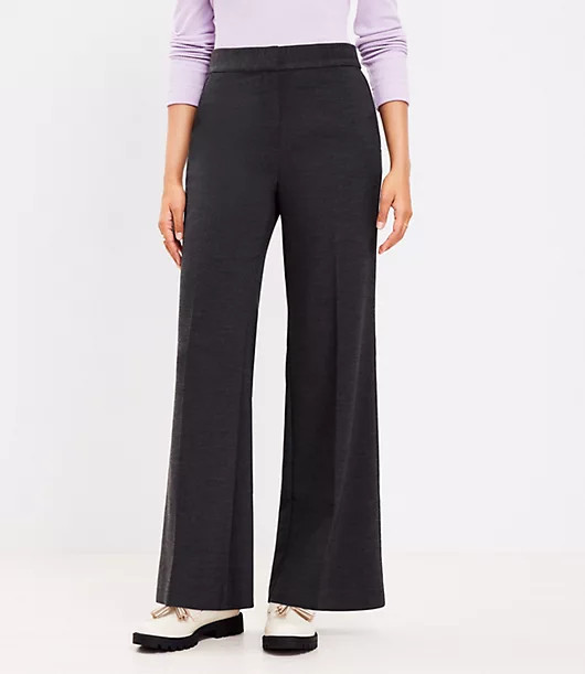 Loft Curvy Petite Wide Leg Trousers in Heathered Doubleface | LOFT