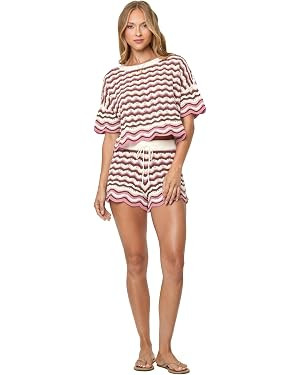 L*Space Sunchaser Crochet Knit Top for Women, Cotton Short Sleeve Cropped Shirt with Scalloped He... | Amazon (US)