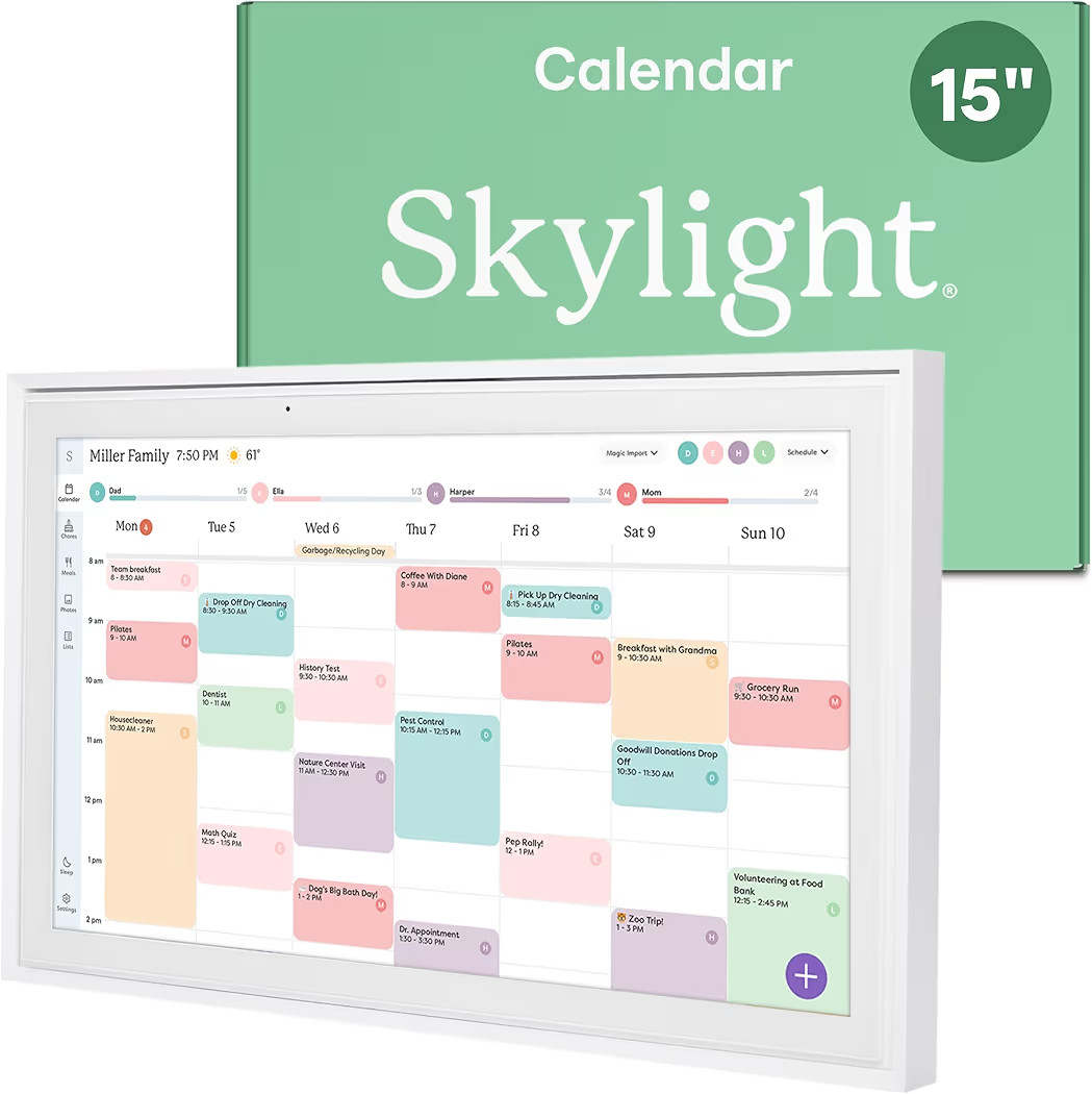 Skylight Calendar: 15-inch Wall Planner Digital Calendar & Chore Chart, Smart Touchscreen Interac... | Amazon (US)