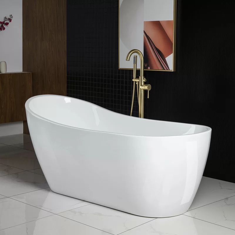 B0001 -BG-Drain &O 67" x 28" Freestanding Soaking Bathtub | Wayfair North America