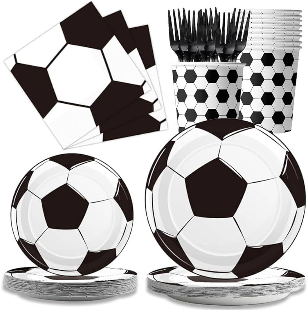 Vajilla de Fútbol, 60 Piezas Vajilla Reutilizable, Artículos para Fiestas de Fútbol, Vajilla R... | Amazon (ES)