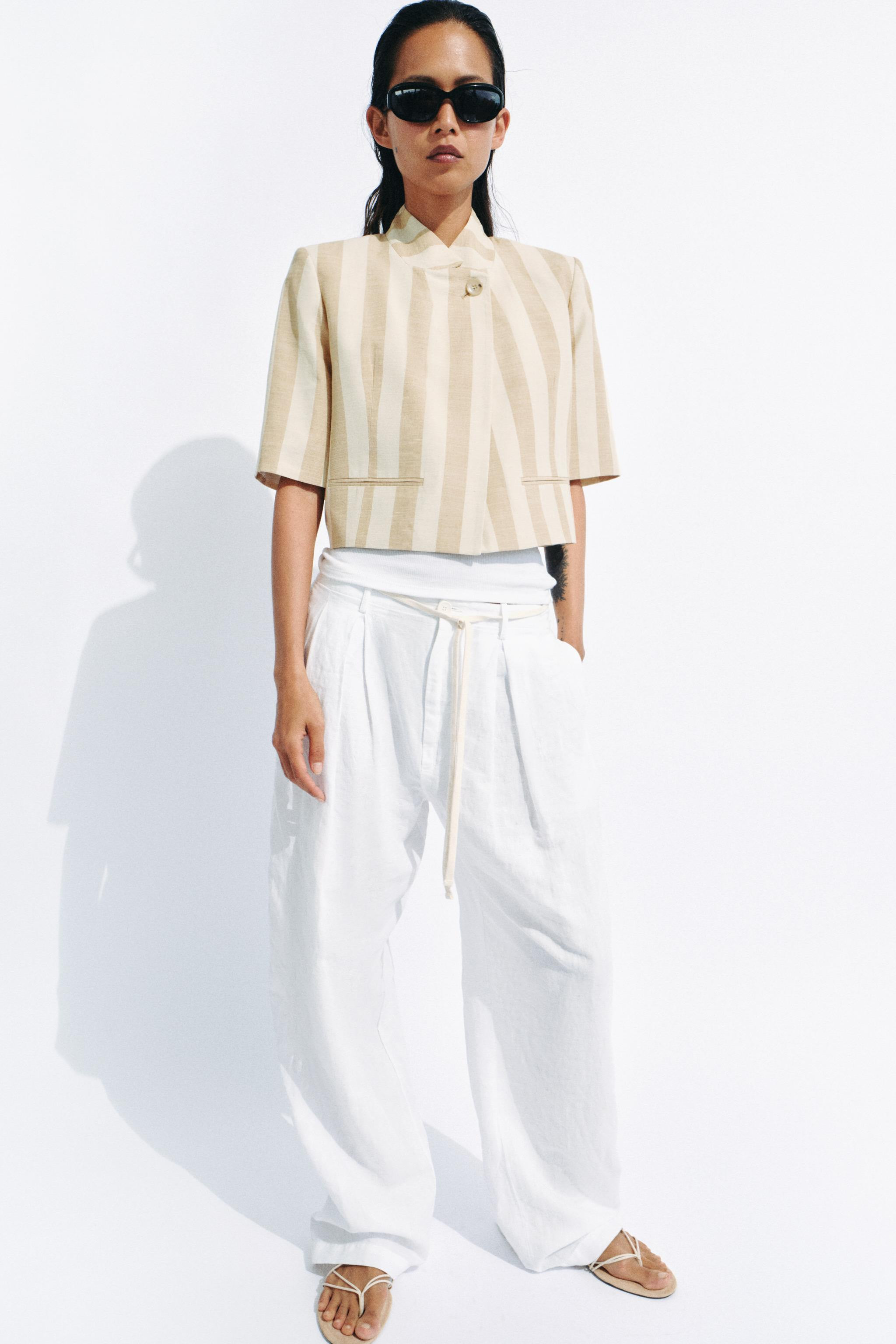 ZW COLLECTION SHORT SLEEVE CROPPED BLAZER | Zara US
