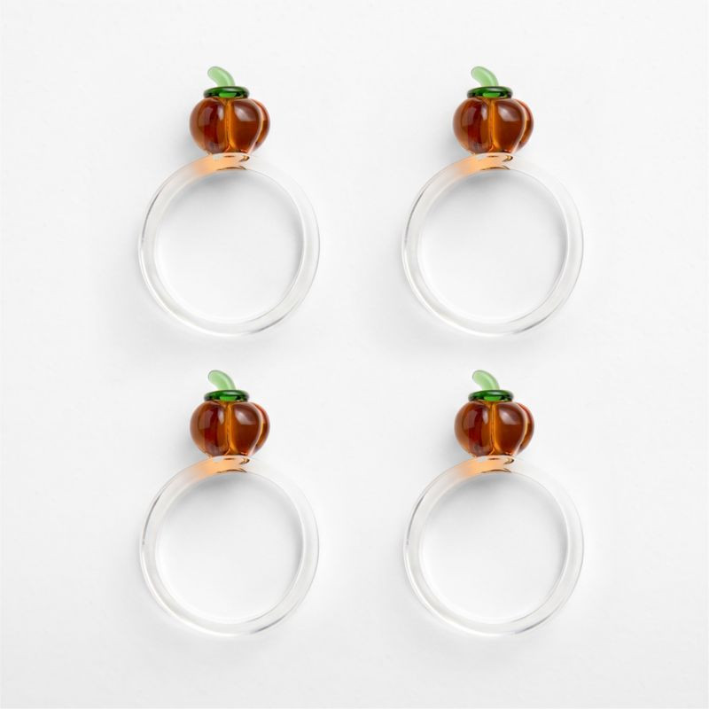 Glass Pumpkin Napkin Rings, Set of 4 | Crate & Barrel