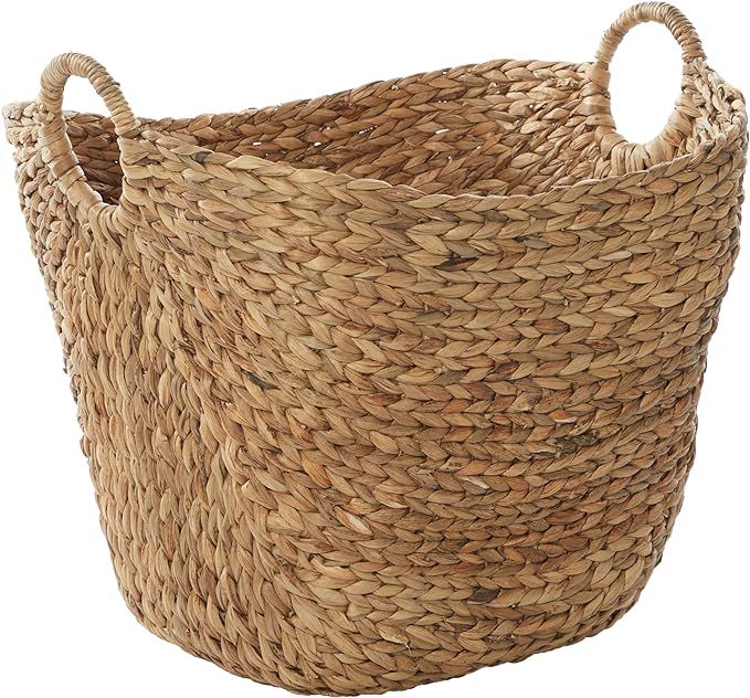 Deco 79 Seagrass Handmade Large Woven Storage Basket with Ring Handles, 20" x 18" x 19", Brown | Amazon (US)