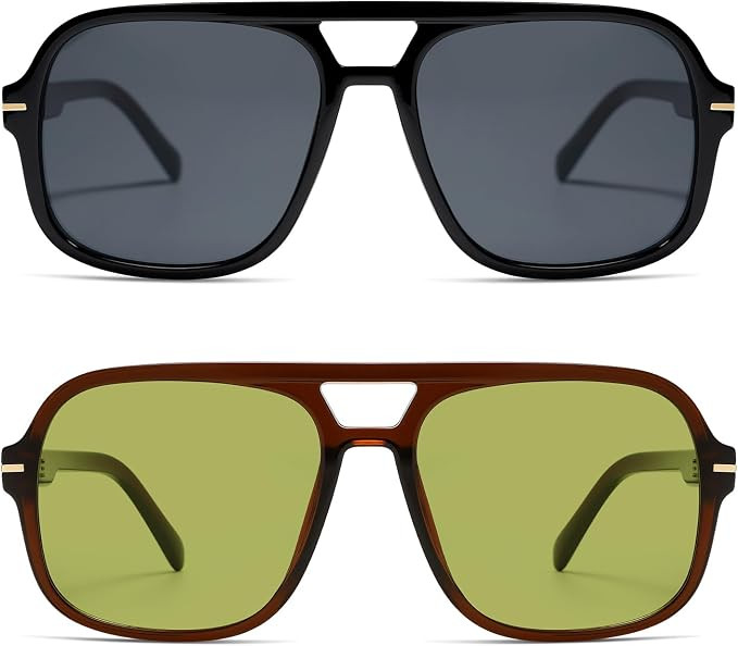 Retro Trendy Square Aviator Sunglasses Womens Mens AR82173 | 70s 80s 90s Classic Vintage Oversize... | Amazon (US)