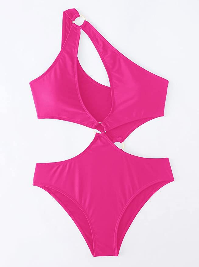 Hilinker Women's O-Ring Cutout Halter One Piece Swimsuit High Cut Bathing Suit | Amazon (US)