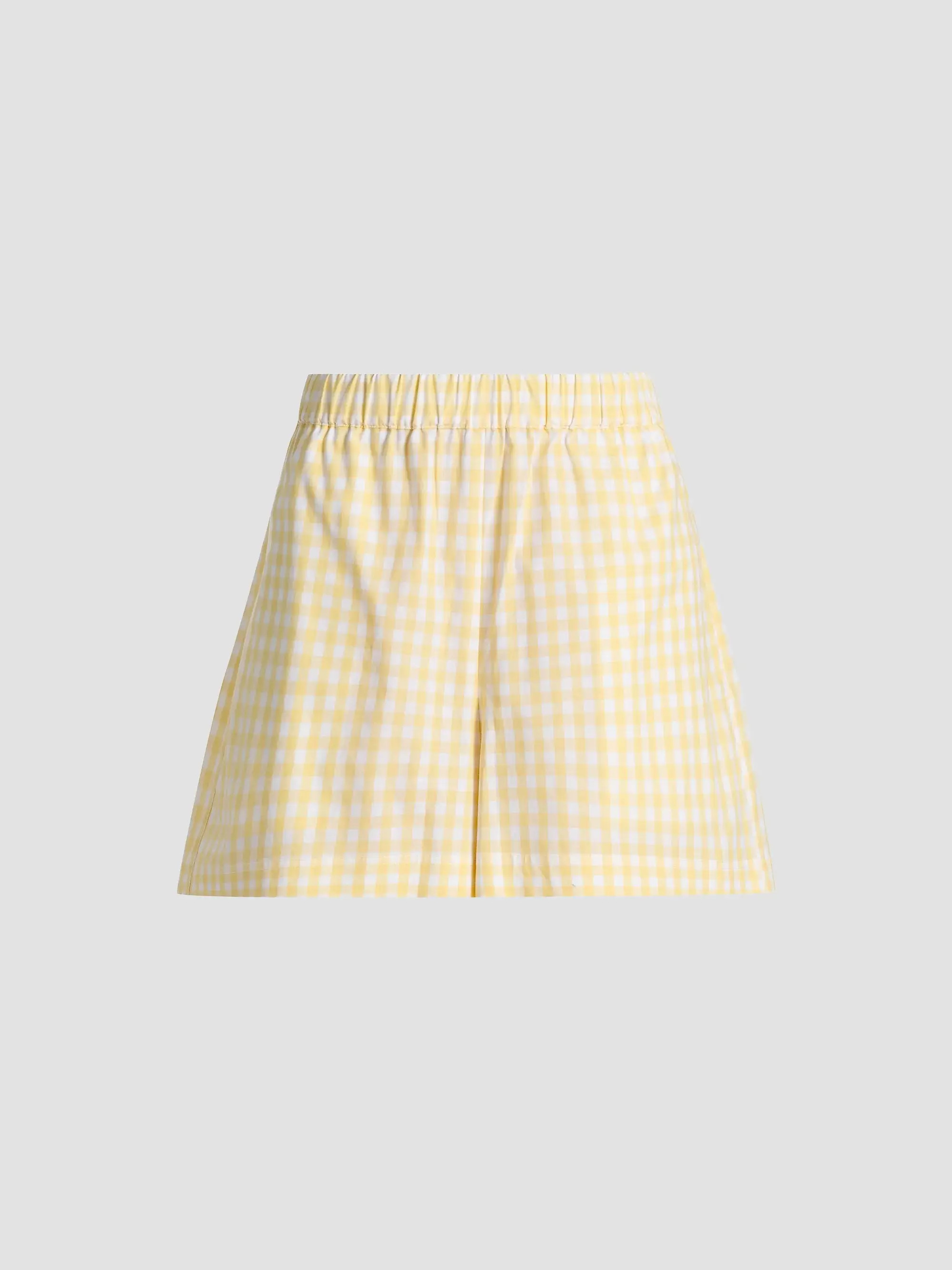 Tanya Taylor Fallon Gingham Cotton Wide-Leg Shorts | Saks Fifth Avenue | Saks Fifth Avenue