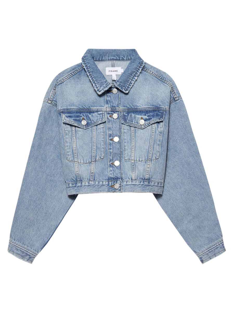 Le Cropped Oversized Denim Jacket | Saks Fifth Avenue