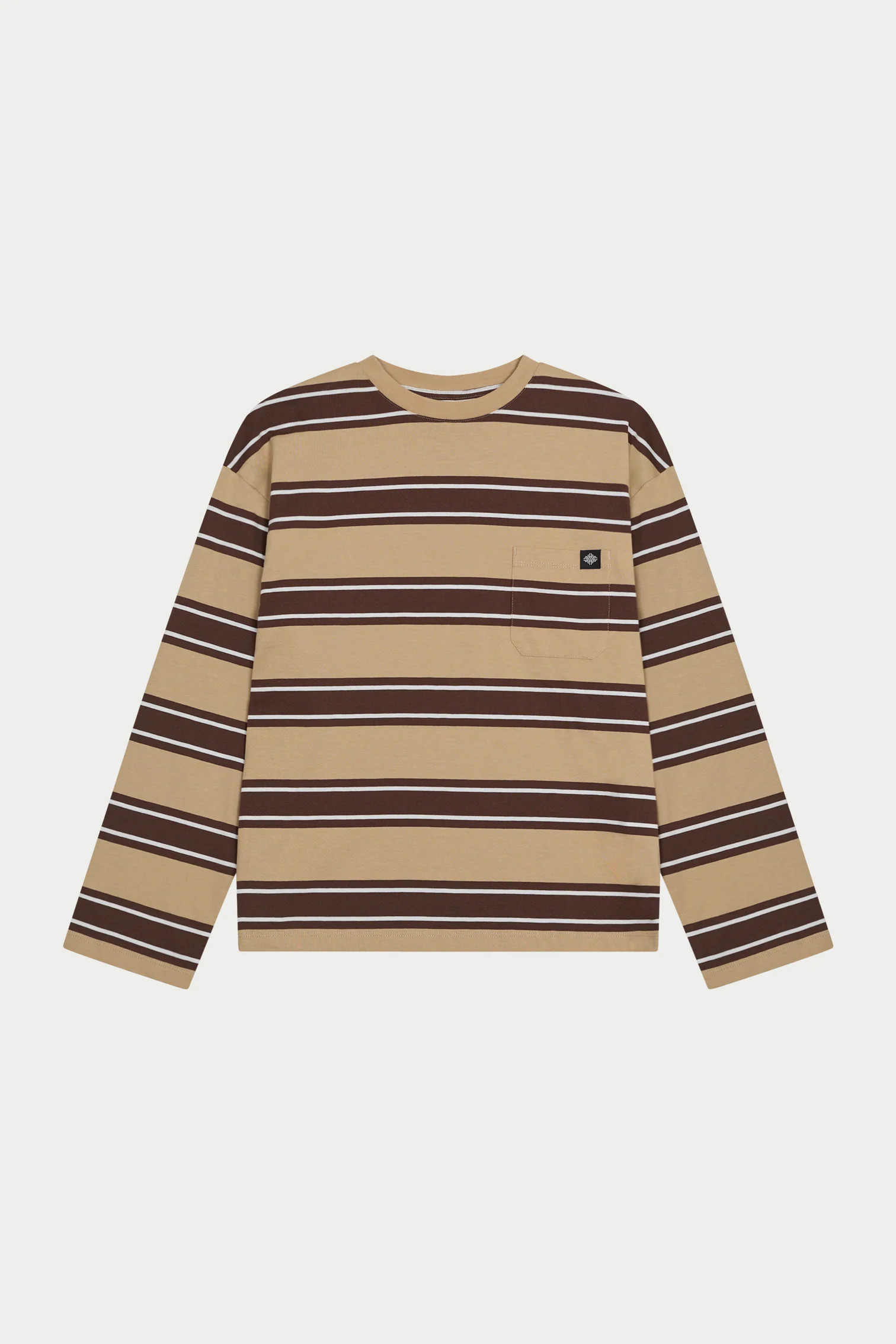 STRIPE POCKET LONG SLEEVE T SHIRT - CHOCOLATE | The Couture Club