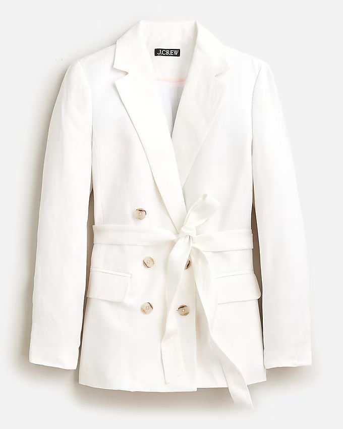 Double-breasted blazer-jacket in Chelsea linen-cupro blend | J.Crew US
