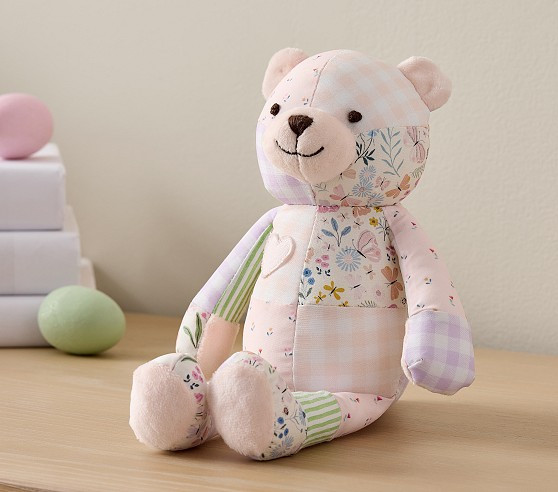 Blush Patchwork Bear Plush | Pottery Barn Kids