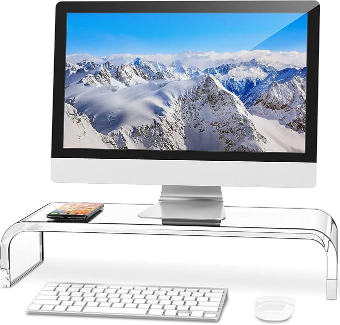 AboveTEK Premium Acrylic Monitor Stand, Custom Size Monitor Riser/Computer Stand for Home Office ... | Amazon (US)