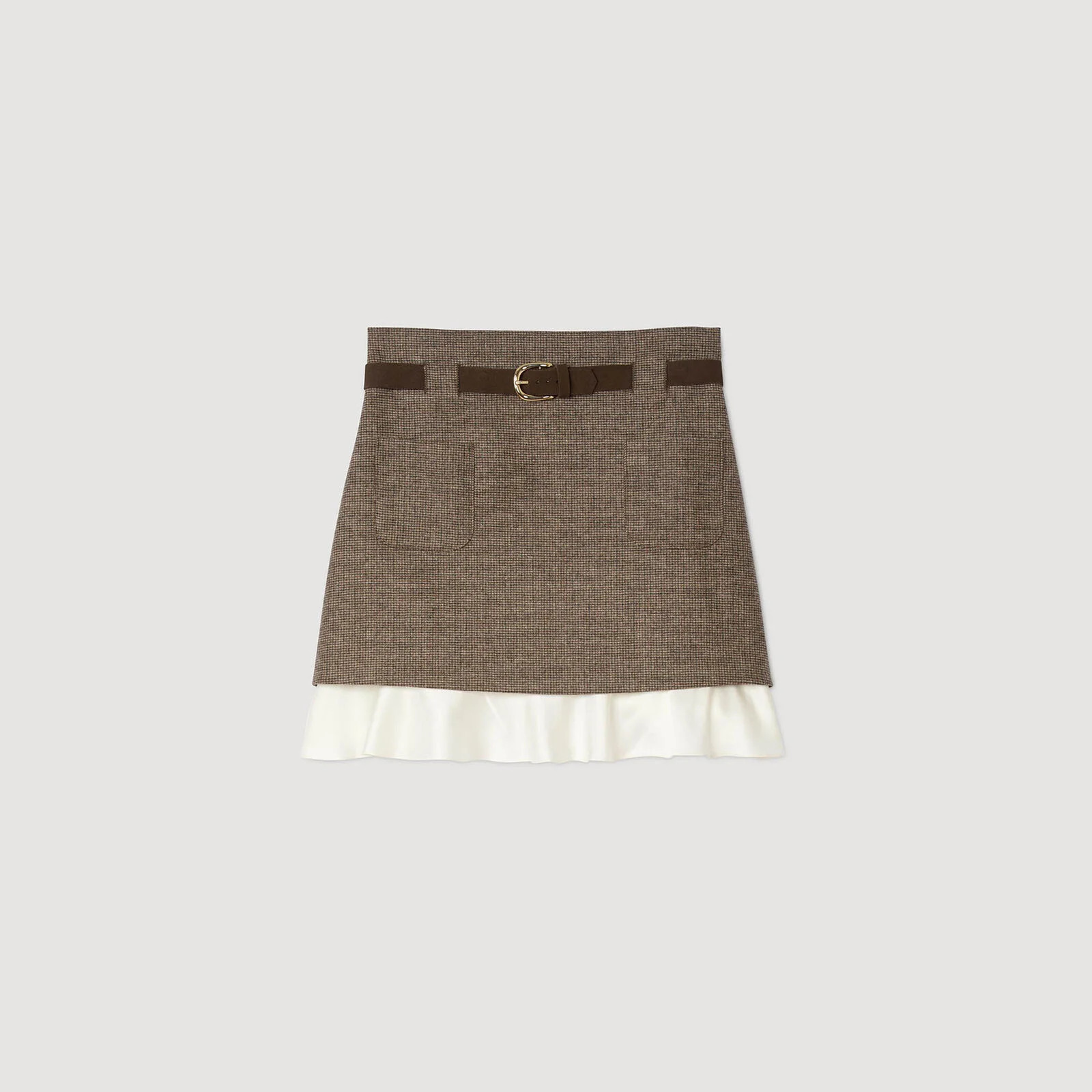 Mini skirt with frill and belt | Sandro US | Sandro-Paris US