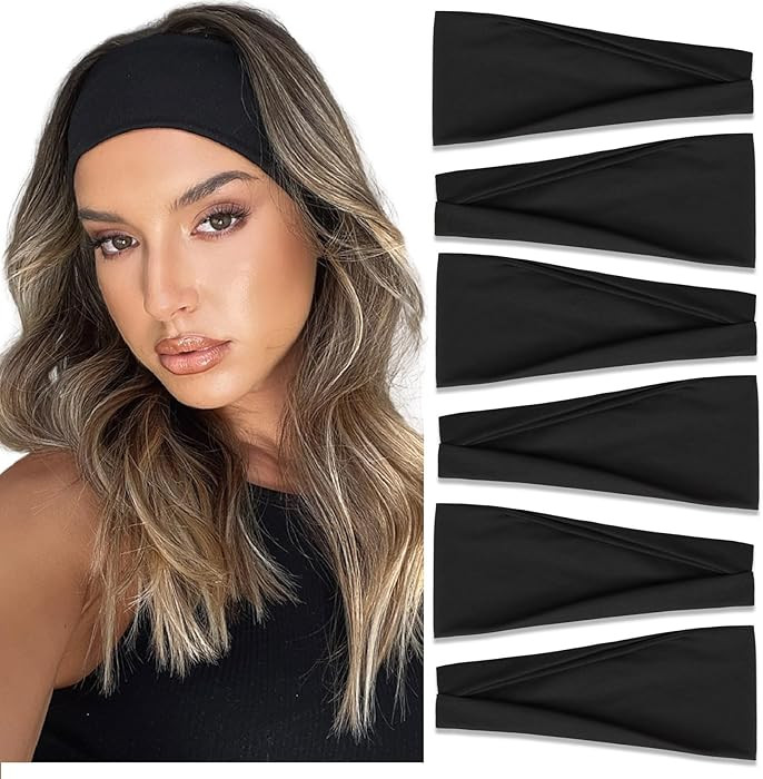 TERSE Black Headbands for Women Hair Bands for Women’s Hair Non Slip Women Thick Headband Stret... | Amazon (US)
