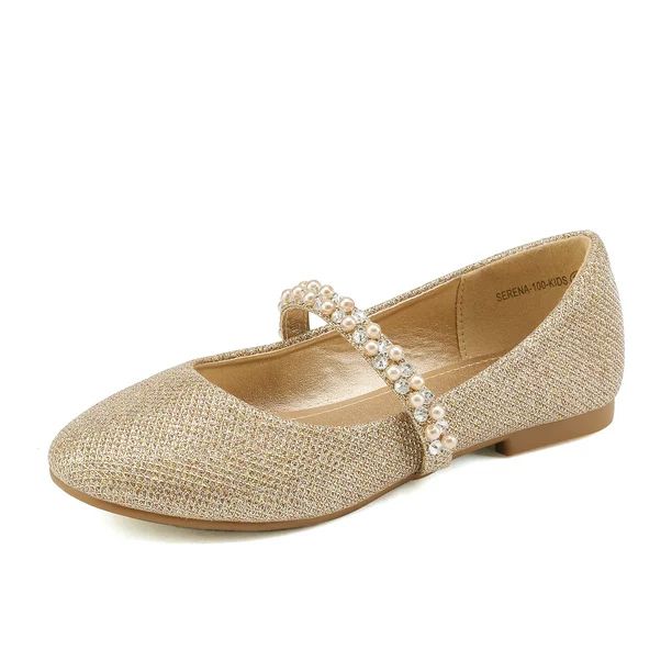 Dream Pairs Toddler Girls Mary Jane Flat Dress Shoes Rhinestones Wedding Kids SERENA-100-KIDS GOL... | Walmart (US)