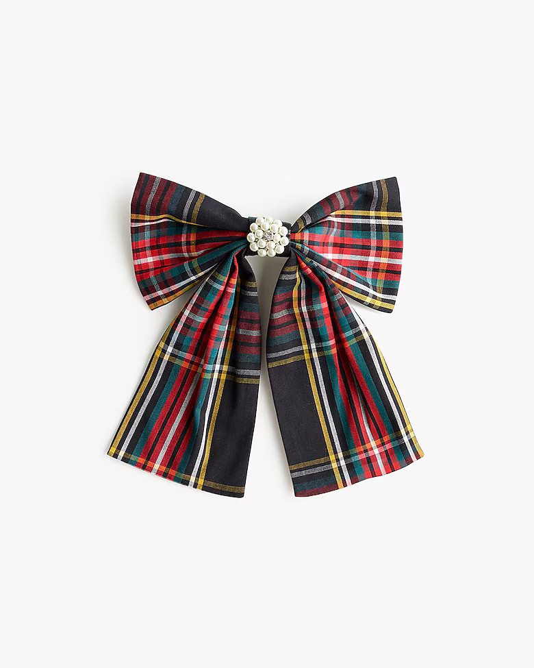 Embellished tartan bow barrette | J.Crew Factory