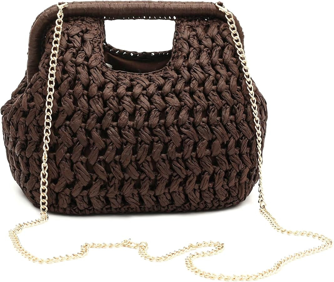 Herald Straw Woven Clutch Purse for Women, Beach Cloud Dumpling Pouch Evening Shoulder Crossbody ... | Amazon (US)