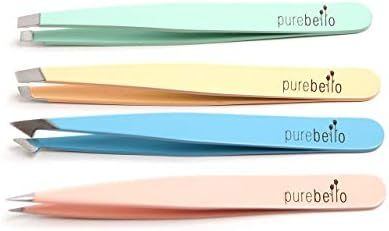 Four Piece Tweezer Set - Leather Travel Case - Purebello (MultiColor) | Amazon (US)