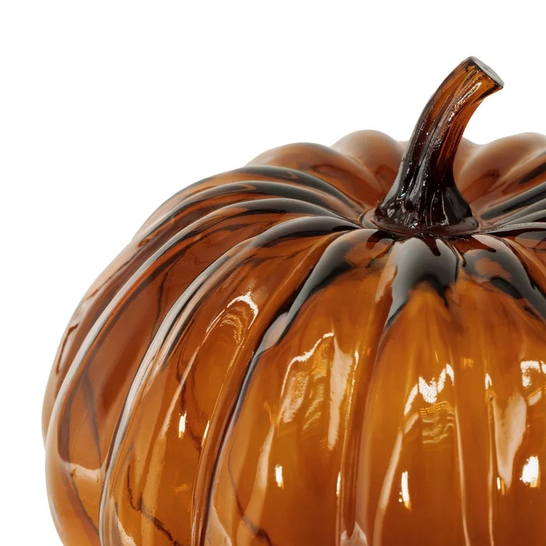 My Texas House Fall Short Glass Pumpkin Tabletop Decoration, Orange, 8" | Walmart (US)