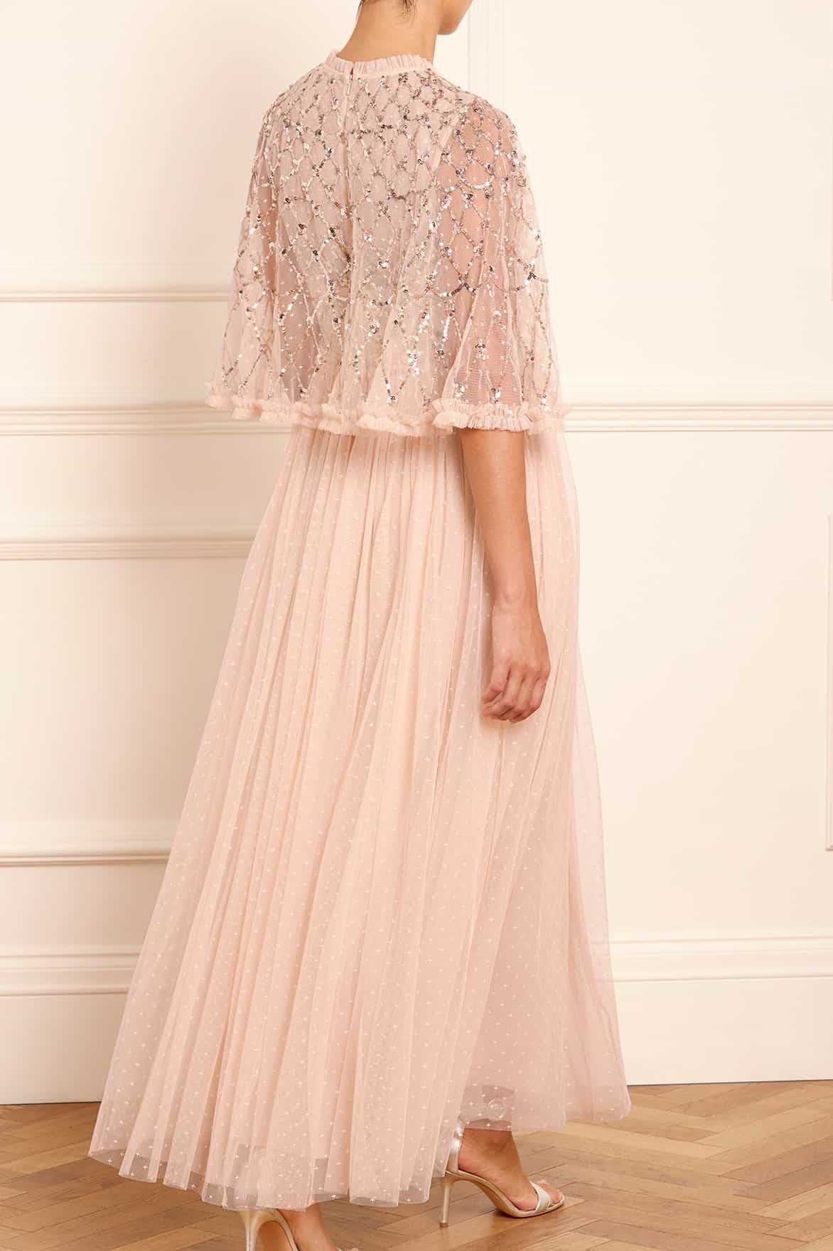 Heart Lattice Bodice Cape Ankle Gown | Needle & Thread US