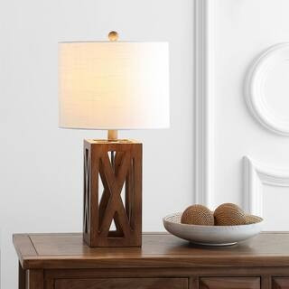 Stewart 21.5 in. Brown Wood LED Table Lamp | The Home Depot