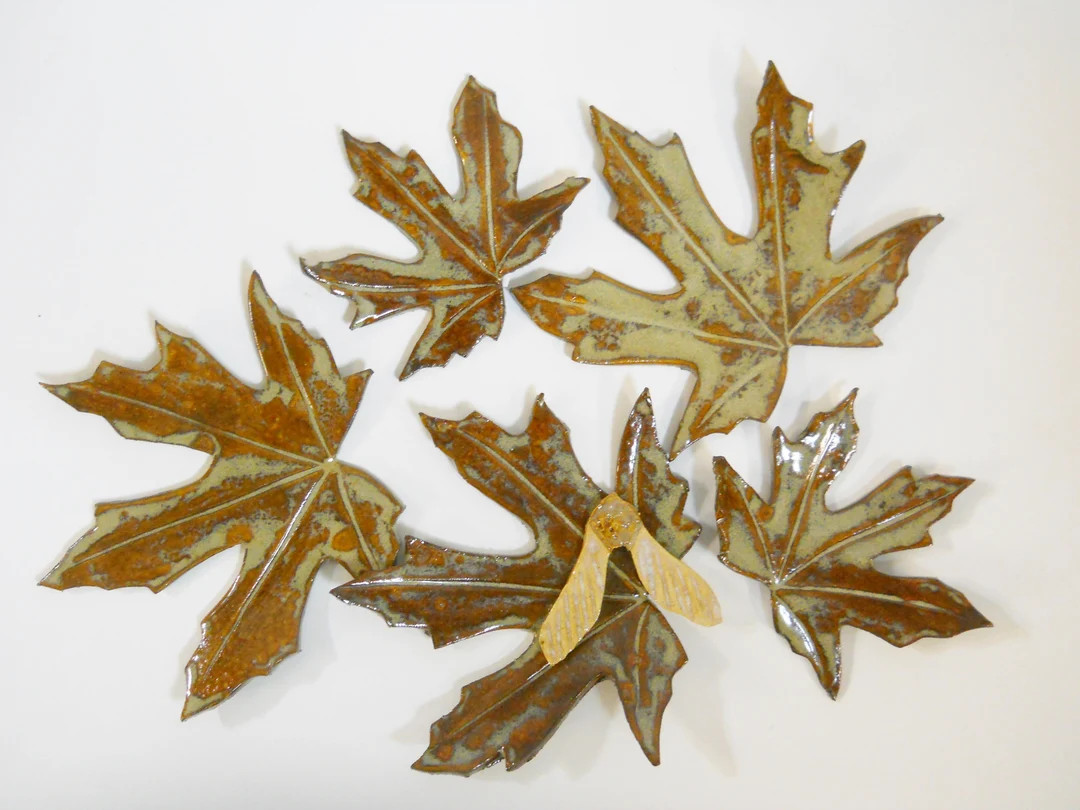 Maple Leaf Handmade Decorative Ceramic Tiles: Set of 5. Autumn - Etsy | Etsy (US)