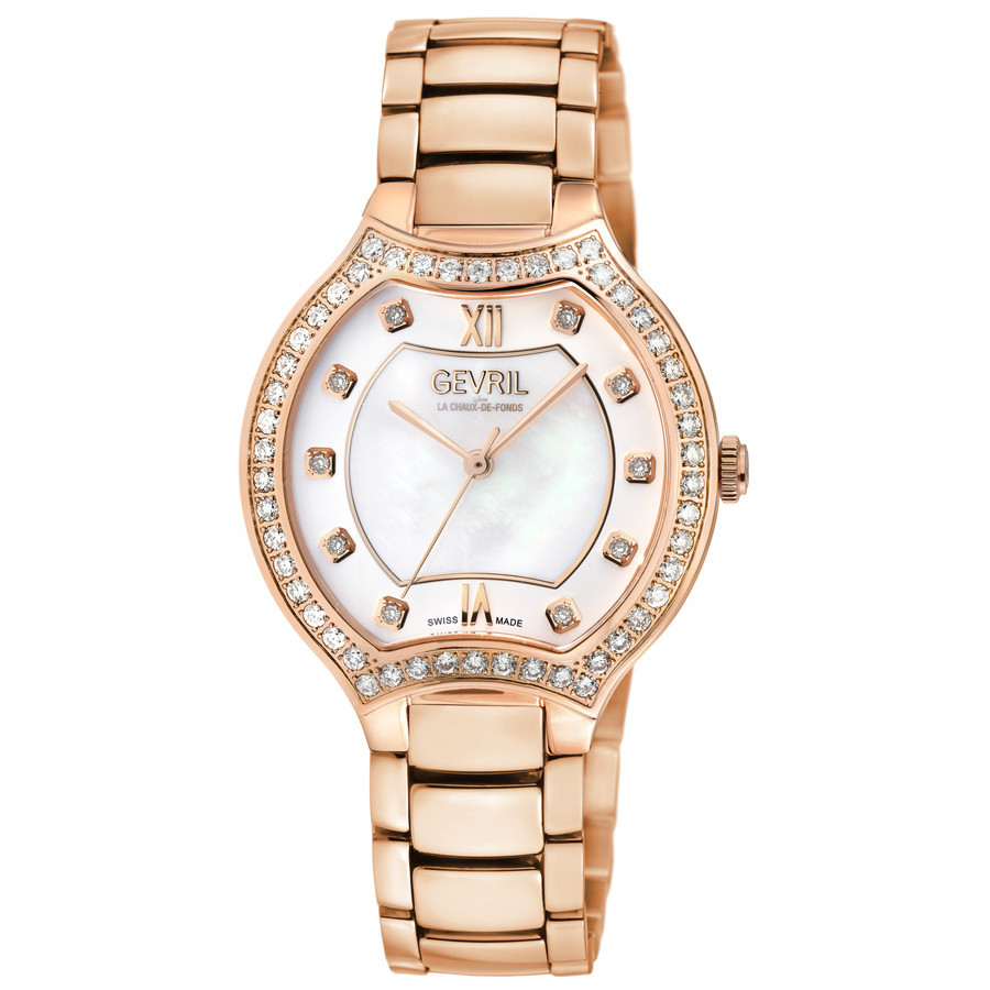 Gevril Lugano Diamond Mother of Pearl Dial Ladies Watch 11251B | Jomashop.com & JomaDeals.com