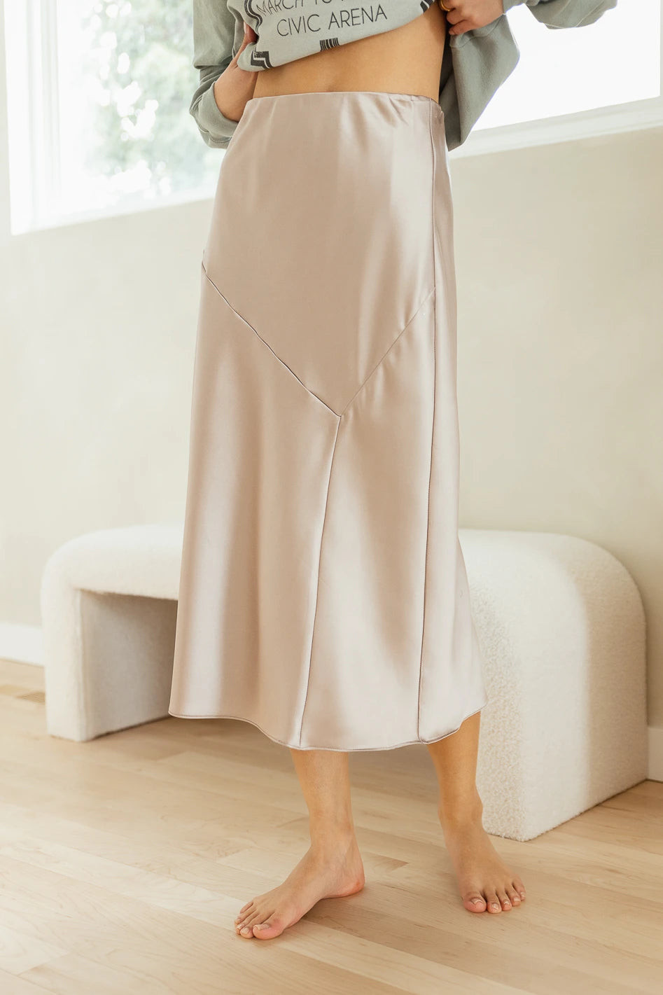 Zada Midi Skirt in Tan | Böhme US