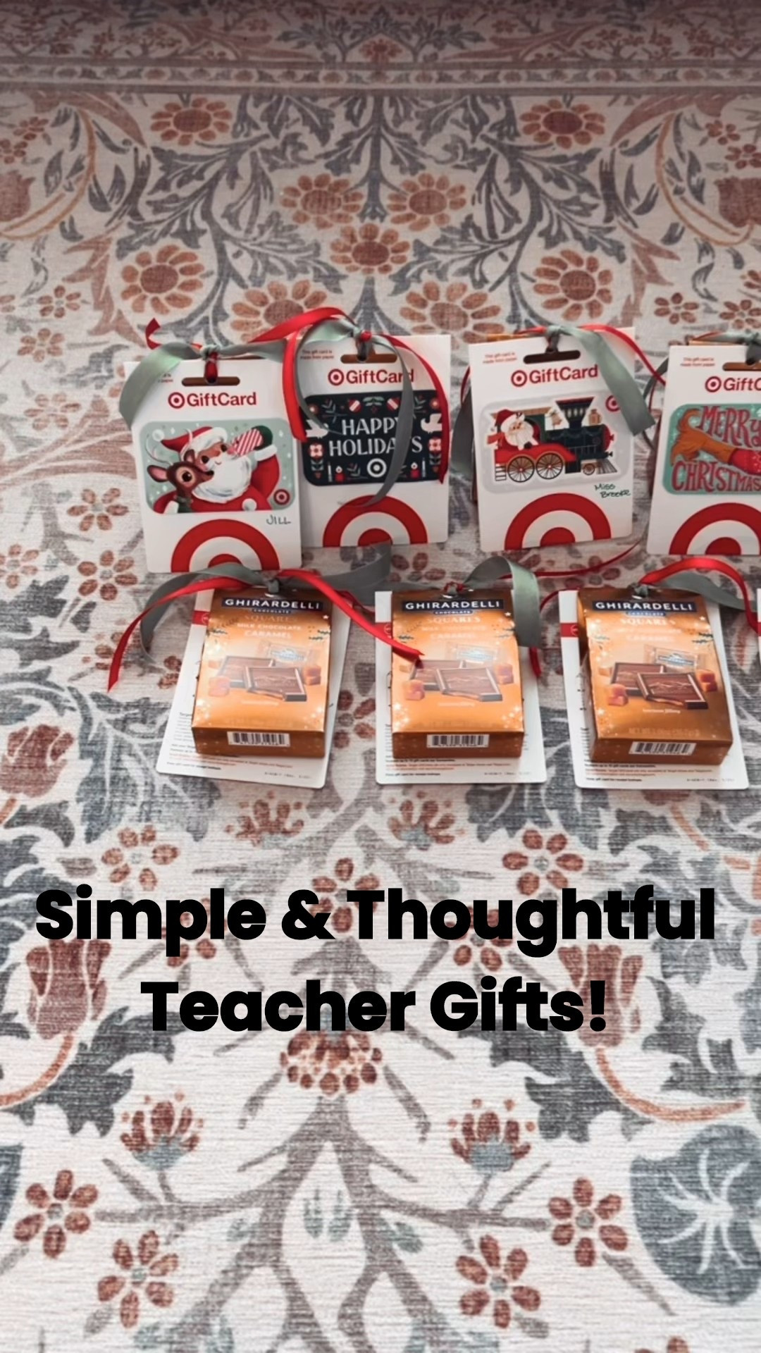 Super simple and thoughtful teacher gift! Mini Ghirardelli bags + a gift card! So cute, easy and thoughtful! 